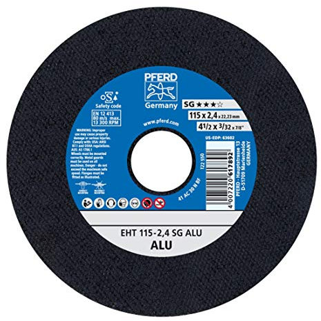PFERD 617892 Trennscheiben, Leistungs Linie SG, SG ALU, Gerade Ausfuhrung EHT (Form 41), 115mm x 2.4mm, 25 Stück