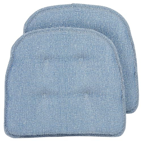 Klear Vu Omega Non-Slip Universal Chair Cushions for Dining Room, Kitchen and Office Use, 2 Pack, Slub Wedge