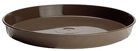 VERDENIA - Sottovaso per piante ed erbe aromatiche, in plastica, leggero, stabile, rotondo, in molti colori, struttura in legno, Ø 11 cm, 35 cm, 7245 cm, marrone