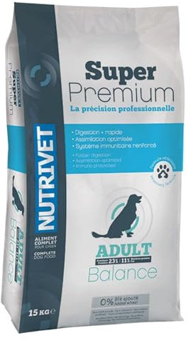 NUTRIVET - Super Premium - Adult Balance - Weizenfreies kroketten - Sterilisierte Hund - Reich an tierischem Eiweiß - 15 kg