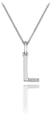Hot Diamonds 925 Sterling Silver Letter Pendant Necklace | Personalised Initial Letter Necklace for Women | Silver Micro Pendant with 3 Real Diamonds