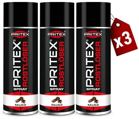 PRITEX MoS2 Rostlöser Spray 3x 400ml, Kriechöl & Schmiermittel, Rostschutz