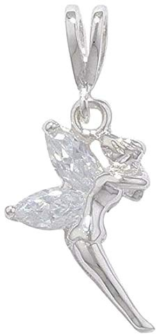 Pendentif avec strass en argent sterling Motif fée Clochette chaîne incluse