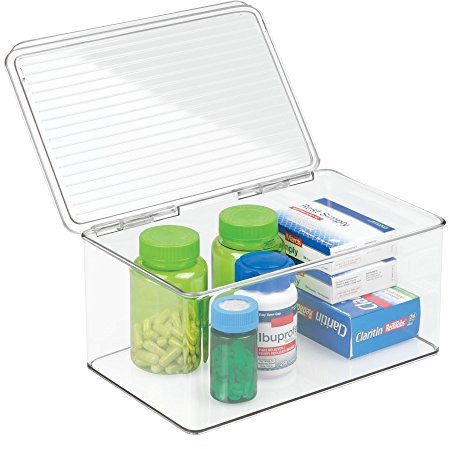 iDesign Med+ Medizinschrank, Aufbewahrung von Flaschen, Verbandszeug, Pflaster, Salben-Groß, Durchsichtig, Kunststoff, Transparent, Large