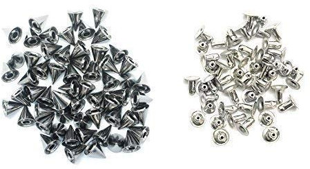 Trimming Shop Silber Messing Stachel Kegel Nieten mit Pins für Leder Basteln Knopf Nieten für Nähen Kleidung Reparatur Punk und Gothic Zubehör 100-teilig - Gun Metal