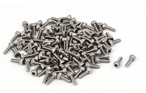 sourcing map 120 Stück Zylinderschrauben M2 x 6mm 0,4mm Gewindegang 304 Edelstahl Innensechskantschraube DIN912