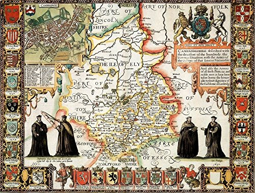 Cambridgeshire 1610 Historical Map 1000 Piece Jigsaw Puzzle With Free print Guide