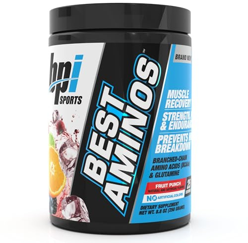 BPI Sports Best Aminos - BCAA Powder Post Workout & Glutamine Recovery Drink with Branched Chain Amino Acids for Hydration & Recovery, for Men & Women - Fruit Punch - 25 Servings