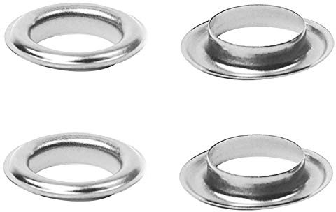 Trimming Shop 10 x 40 mm große silberfarbene Ösen mit Unterlegscheiben, Ösen für Kleidung und Lederwaren, Unterlegscheiben für Vinylbanner und Leinenständer