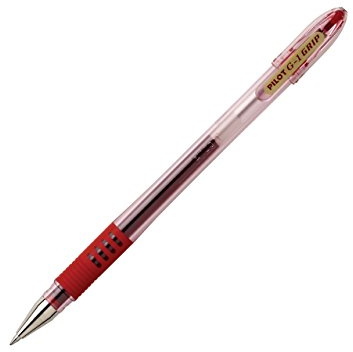 Pilot G1 Grip Gel Pen 0.7 mm Line 0.5 mm Red Ballpoint Pens Pack of 3