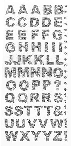 15mm Bold Silver Glitter Self Adhesive Alphabet Sticker Letters Craft Embellishment
