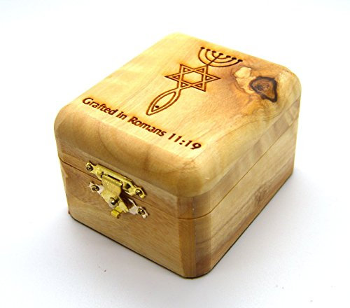 Bethlehem Gifts TM Rosario de madera de olivo tallado a mano (signo mesiánico)