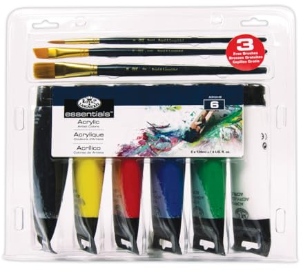 Royal & Langnickel Acylic set 6 x 120ml (4oz) + 3 brushes