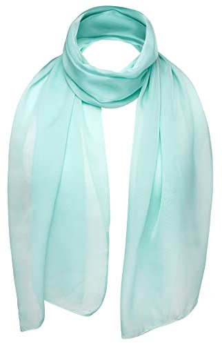 Basic Sense Plain Chiffon Soft Sheer Scarf, Aqua