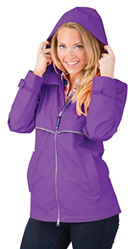 Charles River Apparel New Englander Veste de Pluie Coupe-Vent et imperméable, Violet, 3XL Femme