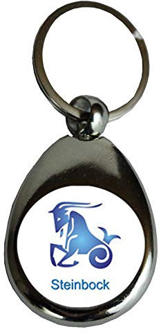 Schlüsselanhänger Einkaufschip Sternzeichen Geschenk Geburtstag Metall silber, Fische, Widder, Stier, Zwillinge, Krebs, Löwe, Jungfrau, Waage, Skorpion, Schütze, Steinbock, Wassermann (Steinbock)