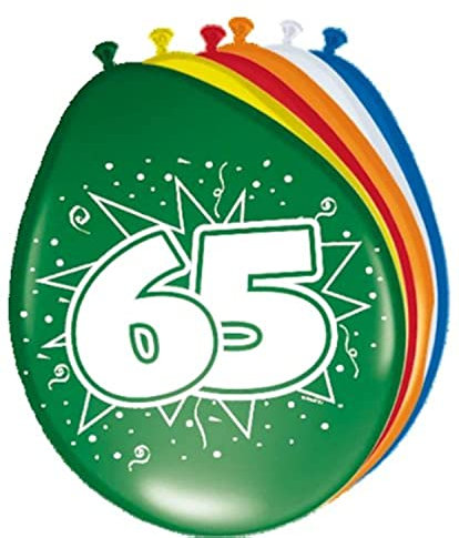 Folat 08265 - Zahlenballons/Ballon mit Zahl 65-12 / 30 cm - 8 STK.