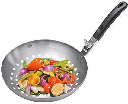 GEFU GE89250 Wok à Légumes Barbecue avec Poignée Amovible Acier Inoxydable Inox 29 x 28,5 x 10 cm