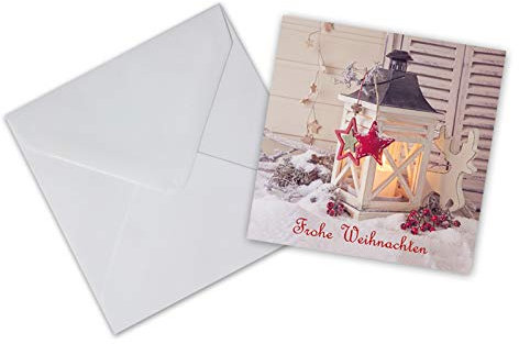 5er Pack Geschenkkarten mit Umschlag Frohe Weihnachten Laterne Weihnachtskarte Geschenkanhänger Anhänger Klappkarte