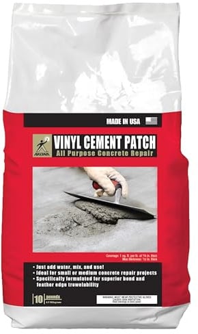 Akona Vinyl Cement Patch - Repair and Patch Concrete Surfaces, Fast-Drying, Ready-to-Use (10 Pound, 1)