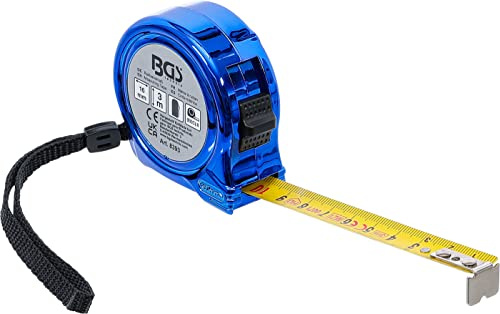 BGS 8393 | Rollbandmaß | Maßband | 16 mm x 3 m | Maßbandarretierung | Gürtelclip | entspricht EEC