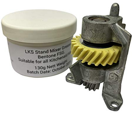 Worm Pinion Gear Assembly and Bracket 240309-2 and 130G of LKS Food Safe Grease. Compatible with 4.5QT and 5QT Mixers.