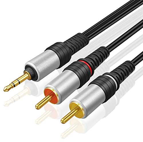 TNP 3,5 mm Klinke auf Cinch Kabel, Cinch Kabel - 2m, 3,5mm Klinkenstecker auf 2X Cinch-Stecker, AUX Chinch Kabel, bidirektionales Audiokabel für Kopfhörer, AV-Audiogeräte/RCA-Stereo System, schwarz