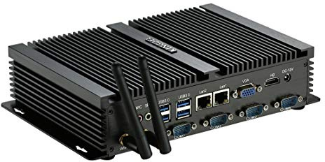 KINGDEL Mini Computer, Nettop, Fanless HTPC with Celeron 1037U CPU, 4GB RAM, 64GB SSD, HD Graphics, 2*NICs, 4*COM RS232, HD, 4*USB 3.0 W-11 Pro