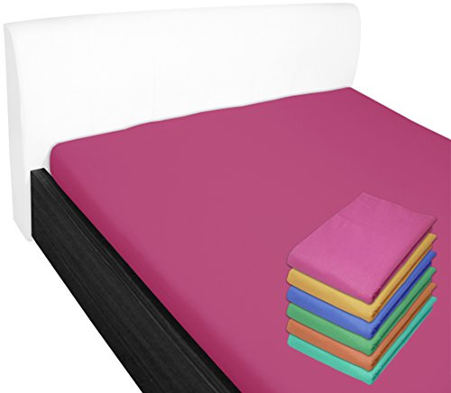 Bettlaken 150x240 cm ohne Gummizug 100% Baumwolle Pink | Glatte Betttuch ohne Spanngummi Atmungsaktiv, Hypoallergen, Waschbar - Hotel Laken Haustuch Renforce Baumwollstoff