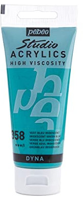 Pébéo 832-358 - Studio Acrylics Fine Acrylic - Acrylic Paint - Iridescent Acrylic - Iridescent Green-Blue, 100 ml