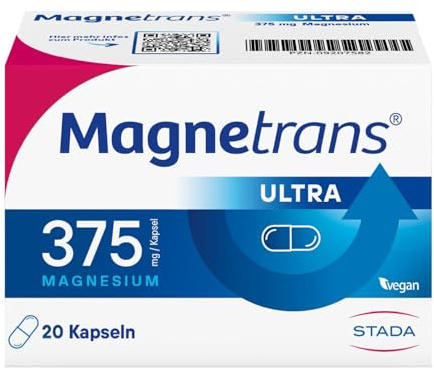 Magnetrans ultra 375mg: Magnesium Tabletten hochdosiert, 20 St | 1 Kapsel täglich deckt 100% Magnesiumbedarf, fördert normale Muskel- & Nervenfunktion, vegan, glutenfrei, laktosefrei