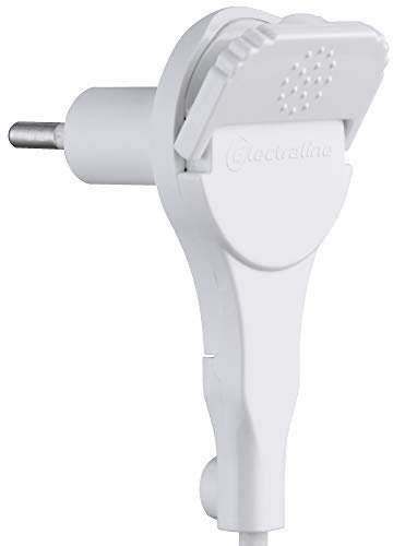 Electraline 520200 Fiche Male 2P 6A Extra Plate Blanche, Blanc
