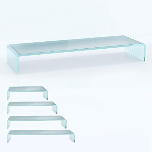 bijon TV Aufsatz Glas Bildschirm-Erhöhung | PC Monitor-Erhöhung, Schreibtisch-Aufsatz für Laptop Erhöhung, Monitor-Erhöhung | (B/T/H) 1100x300x130mm - Satin