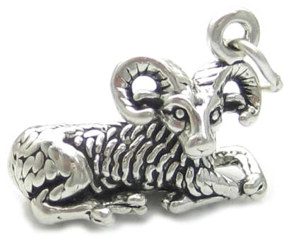 Ram - Ziege Sterling Silber Charm .925 x1 Rams Goats Widder Sternzeichen Charms
