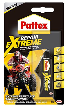 Pattex Repair Extreme Colla universale, Colla trasparente multimateriale per interni ed esterni, Colla impermeabile e resistente ad alte temperature, 1 x 8g