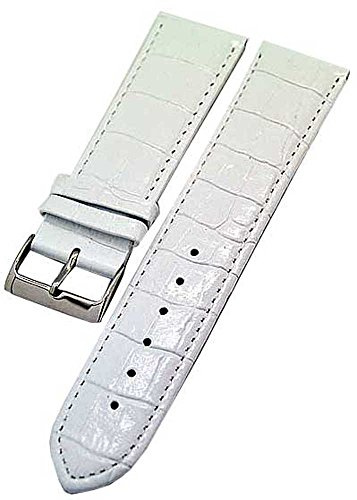 Uhrenhuette Uhrenarmband Kalbleder Weiss 30mm mit Alligator-Struktur 3965