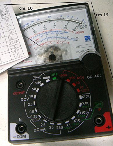Prodigital MULTIMETRO Multi Tester ANALOGICO per Elettronica con PUNTALI Cavi - Uso Anche Professioni