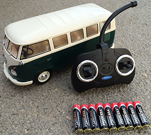 BUSDUGA RC ferngesteuert V W B u ll i 1962 T1-1:18 RTR, komplett-Set, Licht inkl. Fernsteuerung - DER Klassiker ! Bus oder Transporter, Farbe wählbar. (Bus - GRÜN/BEIGE)