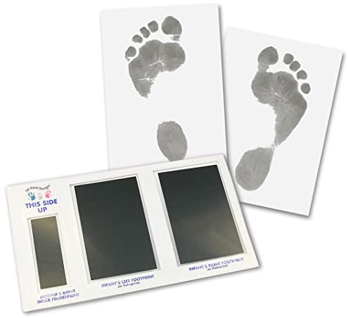 Set für Fußabdruck | schwarz | für Neugeborene & Babys bis 3 Monate auf jedem Papier | Magic Footprint Standard (Papierfarbe: Weiß, bis zu 8 Abdrücke)
