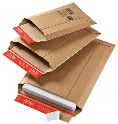 Versandtasche aus Wellpappe Karton mit Selbstklebeverschluss und Aufreissfaden | CP010.06 Innenmaß 250x360x50mm| braun| 100 Stück