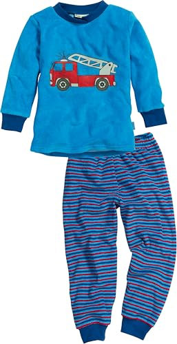 Playshoes Unisex Kinder Zweiteilig Schlafanzug Frottee Feuerwehr, Feuerwehr, 86 EU