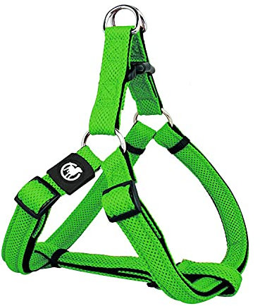 DDOXX Air Mesh Step-In Hundegeschirr - Verstellbare Brust Welpengeschirr für alle Größen - L (Grün)