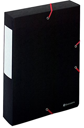 Exacompta 50911E Sammelbox Scotten aufgebaut mit Gummizug 60 mm breit aus extra starkem Colorspan-Karton mit Rückenschild für DIN A4 Archivbox Heftbox Sammelmappe schwarz