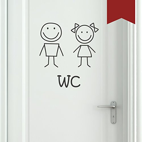 Wandkings WC Tür AufkleberFrau & Mann im Smiley-Style 29 x 32 cm dunkelrot - erhältlich in 33 Farben