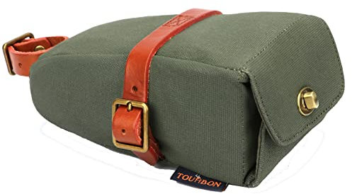 Tourbon Borsa sottosella per bicicletta, impermeabile, in tela e cuoio, Gun Bolt Pouch, Green