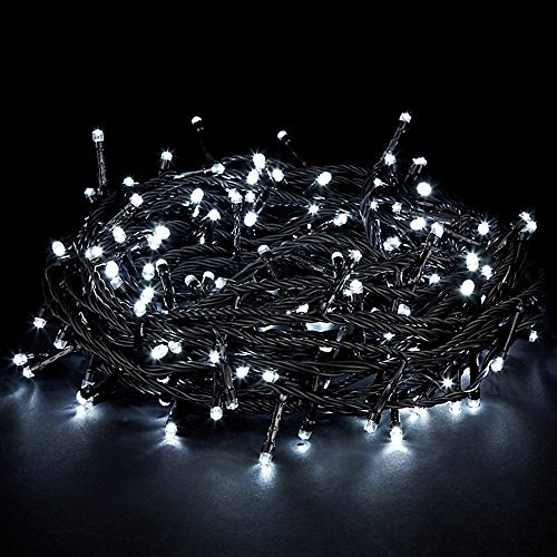 JnDee Wasserdicht 500 LEDs 50 Meter Kaltweiß String Lichterkette für Weihnachtsbaum Party Hochzeits Events, 8 Betriebsarten, Sichere Spannung