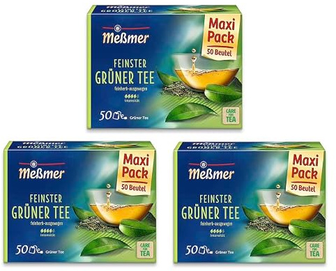 Meßmer Grüner Tee | 3x Grüner Tee Vorteilspaket | 150 Teebeutel | Glutenfrei | Laktosefrei | Vegan