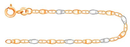 EDELIND Feines Armband Damen Herren 333 Echt Gold 2.1 mm Panzerstegkette 8K Bicolor in Gelbgold/Weißgold Armkette L 18.5 cm Goldarmband mit Schmuck Geschenk Box