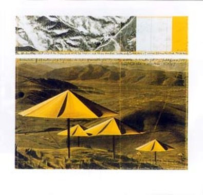 Germanposters Christo The Umbrellas Yellow Poster Kunstdruck - 49x51 cm