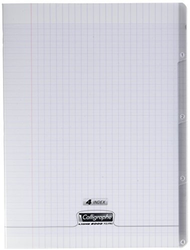 Calligraphe 18229C Un Cahier Agrafé 4 Index Incolore (une Marque de Clairefontaine) - 24x32 cm - 140 Pages Grands Carreaux - Papier Blanc 90 g - Couverture Polypro Transparent